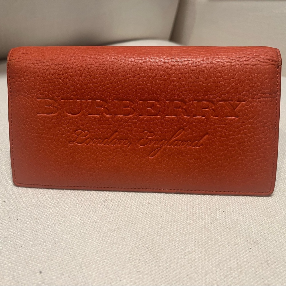 Burberry Orange Genuine Leather Continental Wallet